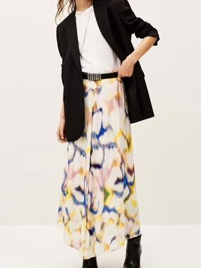 ba&sh Multicolor Watercolor Print Maxi Skirt